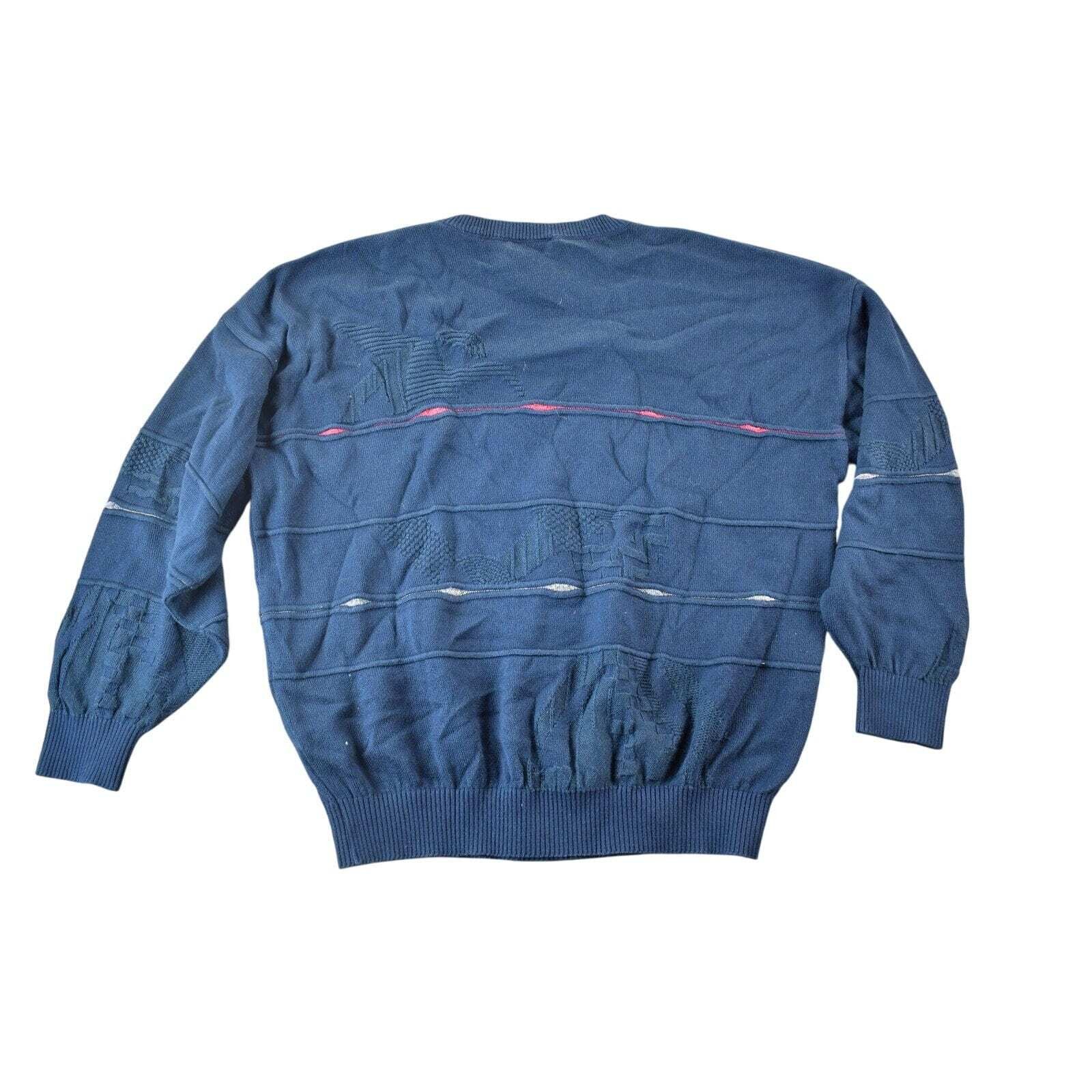 Vintage 1990s Vintorio Rochetti Knit Abstract Pattern Crewneck Sweater Mens XL image 2