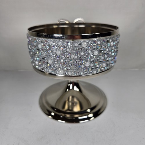 Bath and Body Works 3 Wick Candle Holder Glitter Pearls Bow Rhinestones Pedestal - Picture 6 of 7