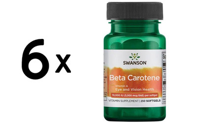 6 x Swanson Beta-Carotene (Vitamin A), 5000 IU - 250 softgels (43,30 EUR/kg)
