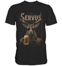 Servus Hirsch Bier Herren T-Shirt Bierfest Bayern Tracht Volksfest Fun Shirt