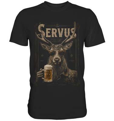 Servus Hirsch Bier Herren T-Shirt Bierfest Bayern Tracht Volksfest Fun Shirt