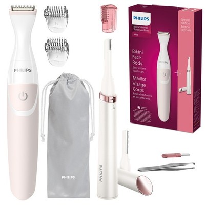 Philips BRT387/90 Beauty Women's Bikini Trimmer, Special Edition, Pink and White