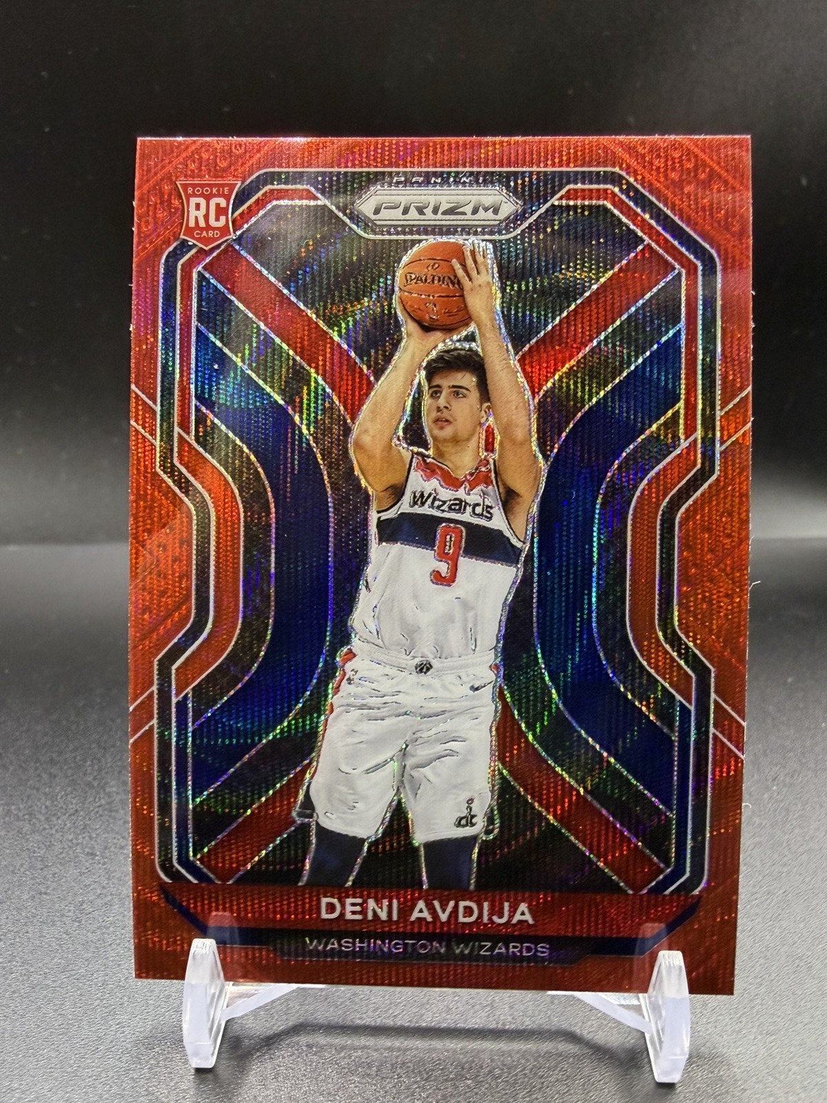 Panini 2020-21 Prizm Deni Avdija Red Wave Prizm Rookie #290 Washington Wizards
