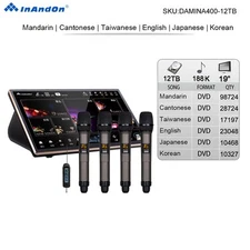 DAMINA400 12TB 188K Inandon Karaoke Player 19" Touch Screen A400 Wireless MIC