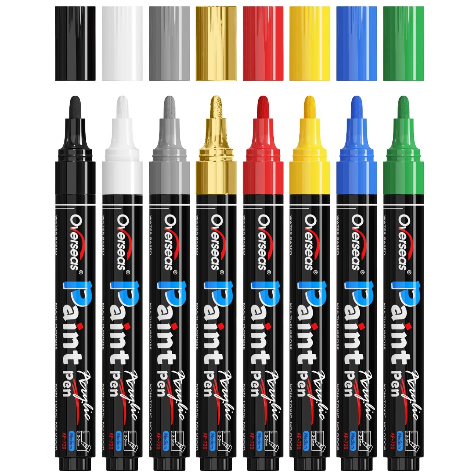 Acrylic Paint Markers Paint Pens - 8 Colors Permanent Markers Medium Tip, Wat