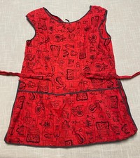 Vintage Kitchen Apron 50s MCM Red Black Cotto...
