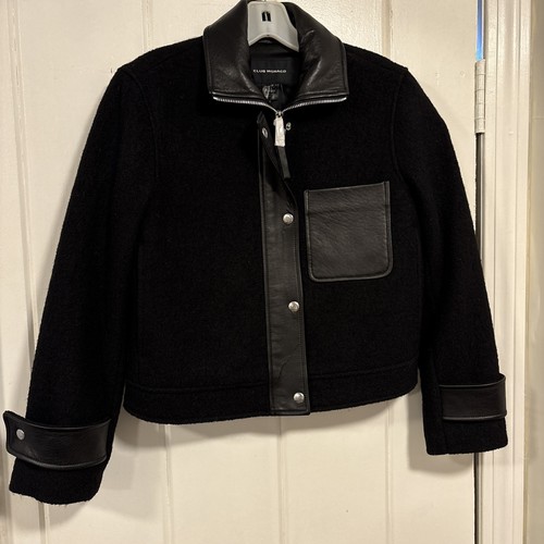 Club Monaco Wool & Leather Coat/ Jacket women’s Sz XXS NWT