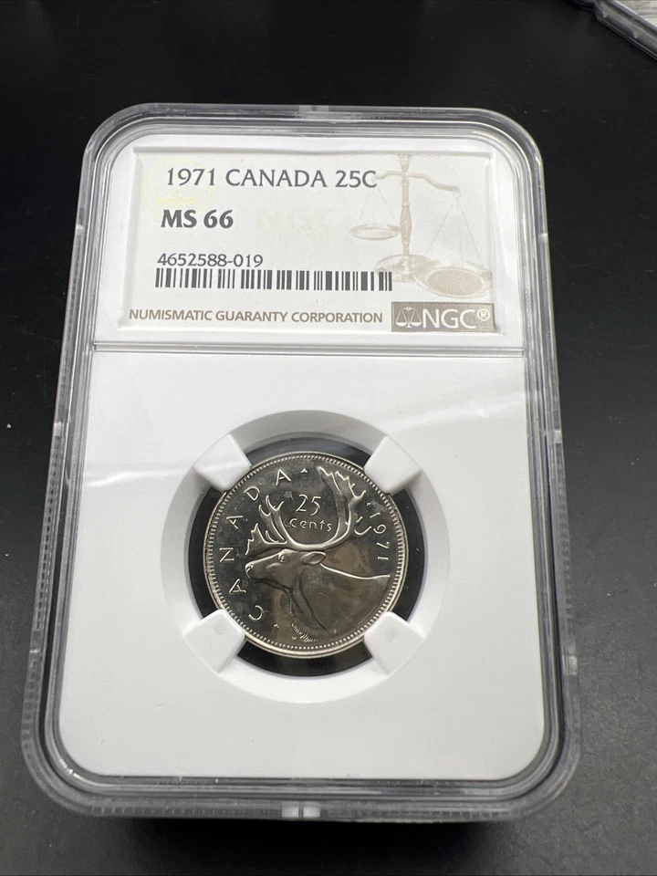 1971 Canada 25c Twenty Five Cent Caribou Quarter Coin NGC MS66 Gem BU Certified - Image 2 of 4