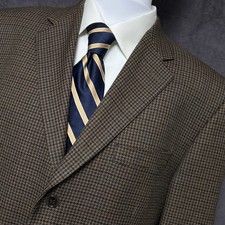 Harold Powell Sport Coat 42R Brown Check Wool Blazer Jacket Canada 3Btn 44R