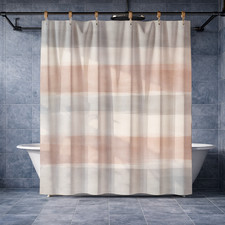 Textured Brush Stroke Gray Pink Horizontal Stripes Shower Curtain 72x72