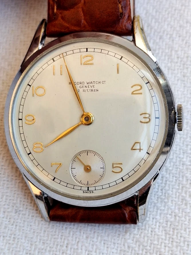 Record Watch Co. Genève vintage 1940/50s cal. 204 Jumbo 40mm - no Omega - Immagine 4 di 4