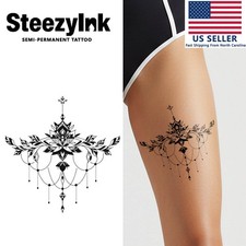 SteezyInk temporary tattoo Lotus Chandelier last upto 2 weeks 6.5 x 6.5 inch