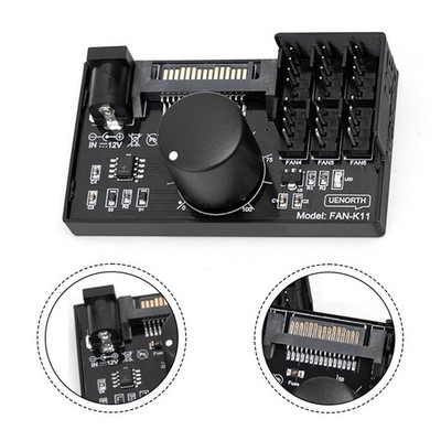 For PWM Fan Controller 12V 4 Pin Hub Supports Up to 6 PC Fans Power Adapter