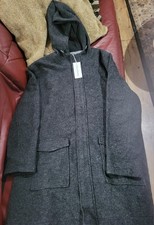 WoolOvers Jacket Mens xxl Charcoal greyWool Blend Full Zip hooded Winter Warm