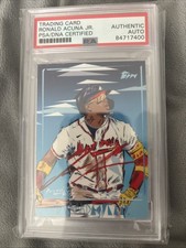 Trading Card Ronald Acuna Jr. On Card Red Ink Auto Psa Certified Project 70 Card