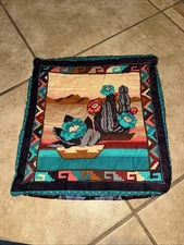 2 Vintage NATIVE AMERICAN INDIAN Southwest VIP Cranston Cactus & Pottery pillows