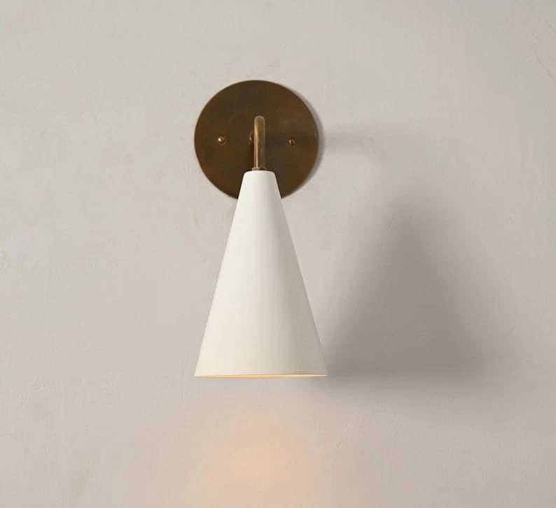 Handmade Brass Cone Shade Wall Light: Mid Century Sputnik Fixture for Bedroom - Image 4 of 4