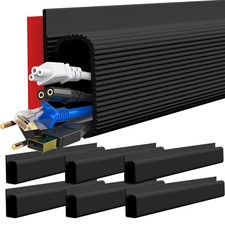 Under Desk Cable Management - 15.7 in Computer Cable Management Black, 6Pcs S.
