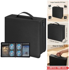 CD DVD Blu-ray Storage Binder 200 Disc 100 Booklet PU Leather Zipper Case with