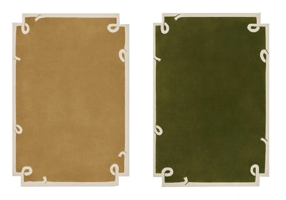 Alfombra de lana acolchada a mano 6x9 10x14 pies - diseño amarillo nudos nórdicos, alfombra hecha a mano Foto 4 de 4