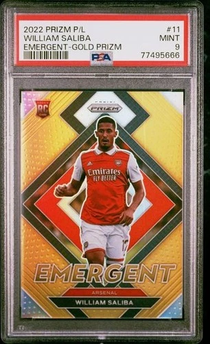 2022-23 Panini Prizm EPL WILLIAM SALIBA RC ROOKIE EMERGENT Gold 6/10 PSA 9