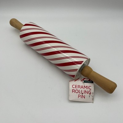 Newclassic Ceramic Rolling Pin Unisex OS Red Candy Cane Stripe Holiday Kitchen