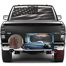 Truck Rear Window Graphic American Flag Decals Patriot Truck Black Flag1