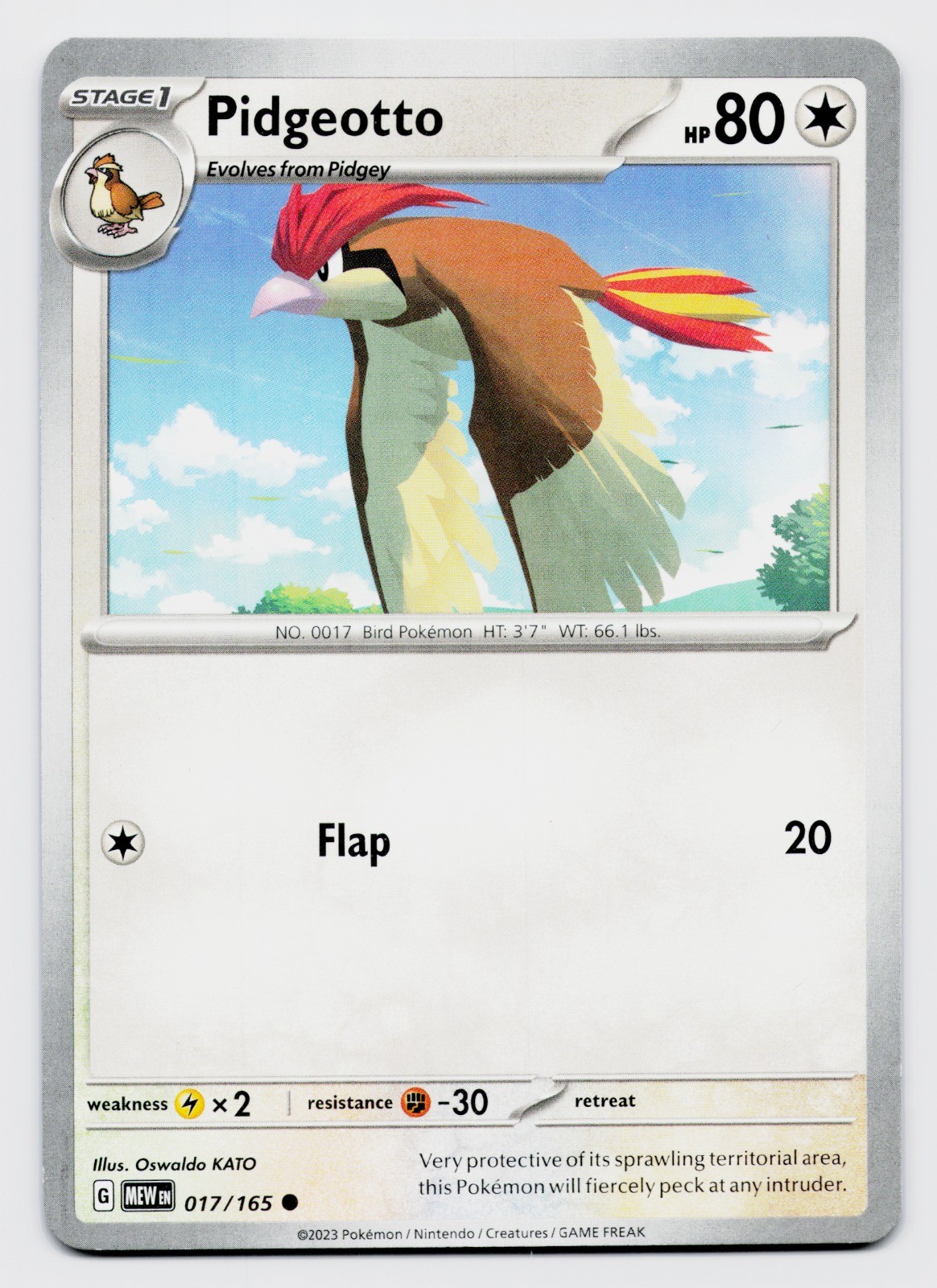 Pidgeotto 017/165 Pokemon TCG SV: Scarlet & Violet 151 NM