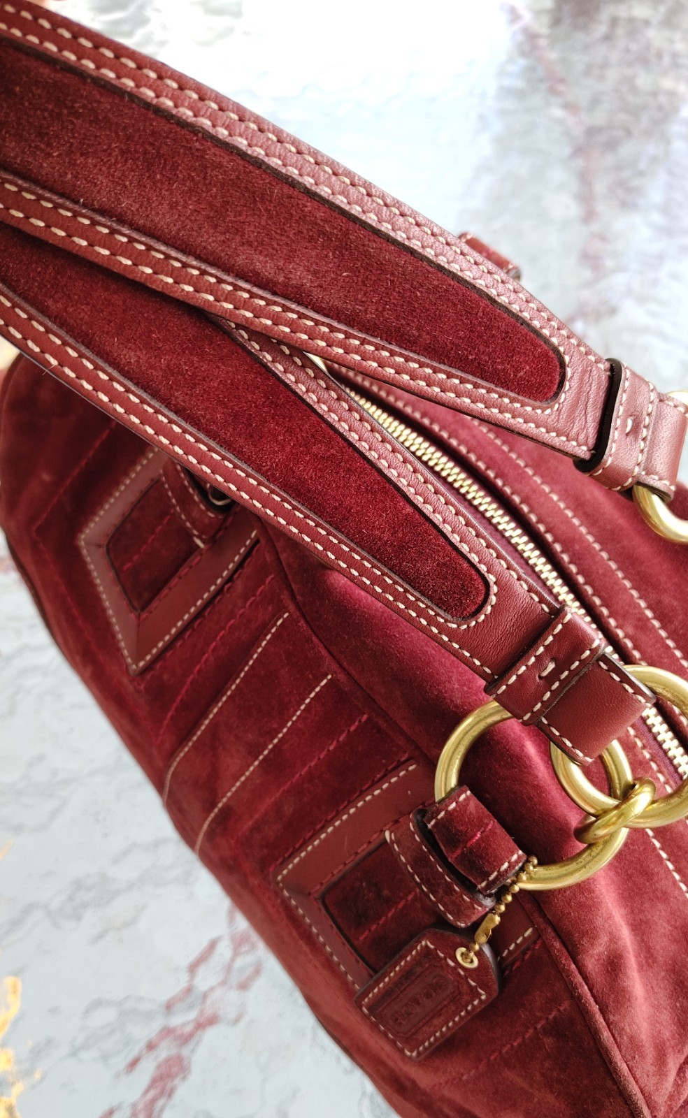 Coach SMALL 10061 Vintage Mia Soho Y2K Burgundy Suede Satchel Bag image 10