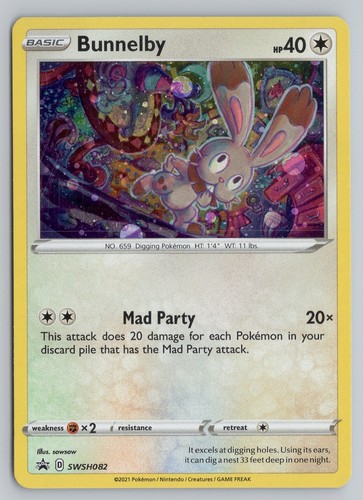 Bunnelby - SWSH082 Holo SWSH : Épée et Bouclier Cartes Promo Carte Pokemon TCG - Photo 1 sur 2