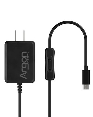 Argon USB C Power Supply with Switch | Raspberry Pi 4 Power Supply