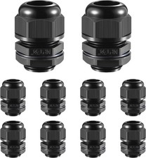 10 PCS 3/4"(12.5-18mm) NPT Nylon Cable Gland Joints with 3/4 Inch, Black 