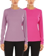 Women's Sun Protection Long Sleeve Shirts, 2 Pack UPF 50 UV Rash Guard Swim ...