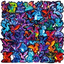 56Pcs Cool Neon Dragon Stickers Pack, Prizes for Kids Ld-neon