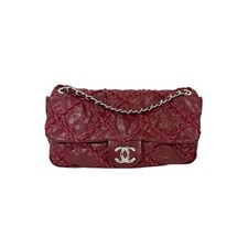 Chanel Calfskin Medium Ultra Stitch Flap Dark Shoulder Bag Women Red One Size
