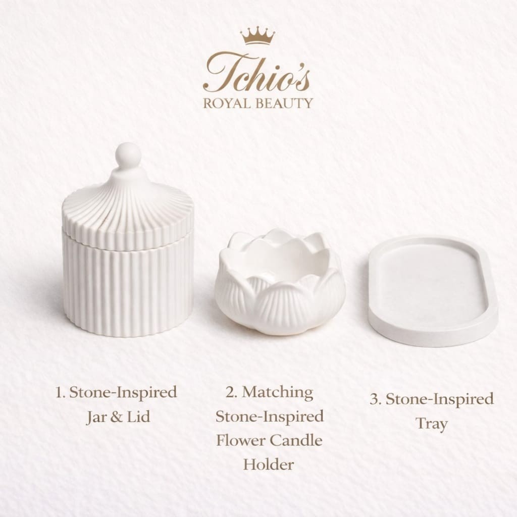 Luxury Decorative Candle Holder Set Tray Jar Lid Stone Style Home Decor
