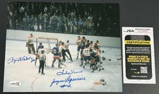 1967 CANADIENS vs RANGERS BRAWL 8x10 SIGNED by 3 VACHON~HARRIS~LAPERRIERE~JSA