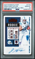 2020 PANINI PLAYOFF CONTENDERS RC TKT PREV AUTOS JONATHAN TAYLOR 21/23 PSA 10