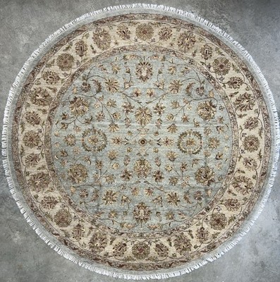 8  Diameter Hand-knotted Wool Round Area Rug - Handmade Carpet 8x8 Green