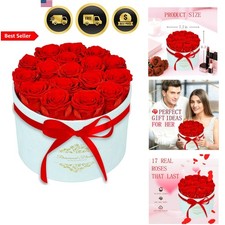 Preserved Roses Gift Box 17 Red Forever Flowers Romantic Gift for Women