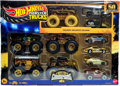 Hot Wheels Trophy Champions Collection JDW07   5 Monster Trucks 6 Cars Mega Pack