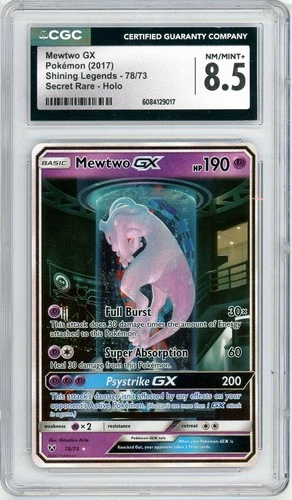 Pokemon Mewtwo GX #78 Shining Legends CGC 8.5 NM/Mint+