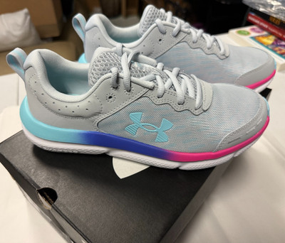 Under Armour 3026189-014 Kids/Girls UA GGS Assert 10 Shoes, Grey Blue, Size 7Y