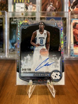 2025 Bowman Chrome Caleb Wilson Mini Diamond Auto /100 Bulls UNC
