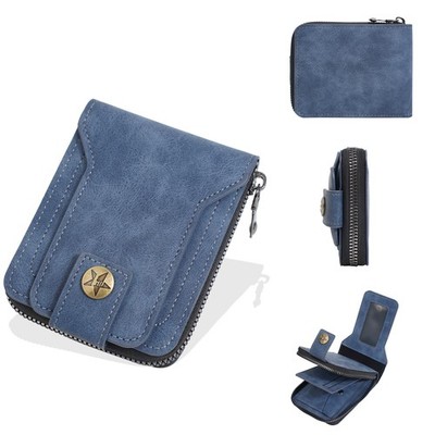 Man's Leather Bifold Zipper Wallet Wallet ID Card Holder Purse Business Wallet