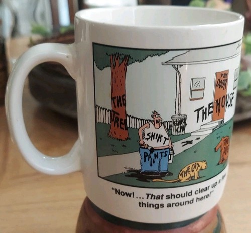 The Far Side Mug Gary Larson 1987 "The Mug" The Dog Cat Door House Tree Vintage - Picture 4 of 11