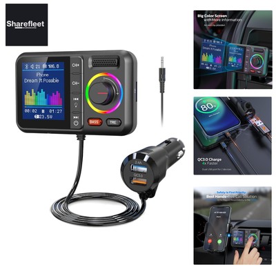 Nulaxy Auto FM Transmitter Bluetooth 5.0 mit großem Farbbildschirm, Unterstüt...