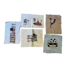 Lot 5 VTG Finished Partial Complete Needlepoint Canvases Unframed Native Amer