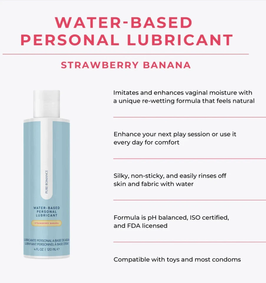Pure Romance• Lubricante personal a base de agua Just Like Me - Strawberry Bannana Foto 2 de 4