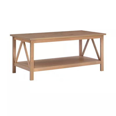 Titian 44 In. Driftwood Rectangle Wood Coffee Table with Shelf